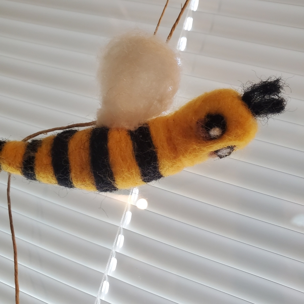3 for $15.00 -  Bee Ornament 🐝  Wool Needle felted Handmade 🐝 🐝 🐝